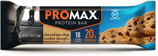 Chocolate Chip Cookie Dough - Promax Bar Cookie Dough 75g (600x251), Png Download