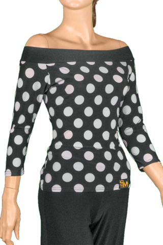 Polkadot Boat Neckline Blouse - Neckline (320x480), Png Download