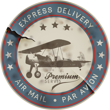Vintage Airplane Air Mail Decal - Born 2 Fly Authentic Aviator Ornament (round) (374x374), Png Download
