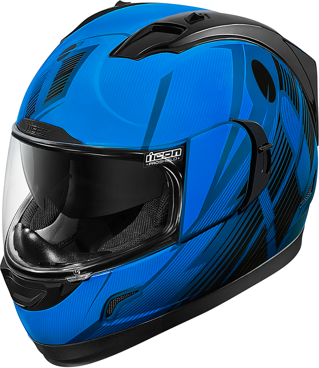 Icon Gloss Blue Primary Alliance Gt Motorcycle Drop - Blue And Black Helmet (1039x1200), Png Download