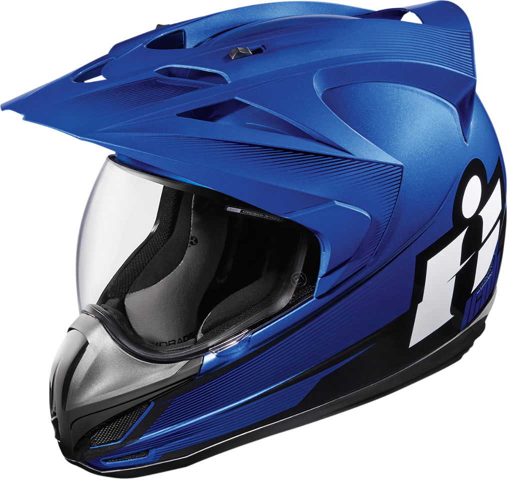 Mens Icon Blue Double Stack Variant Fullface Motorcycle - Icon Variant Blue (507x480), Png Download