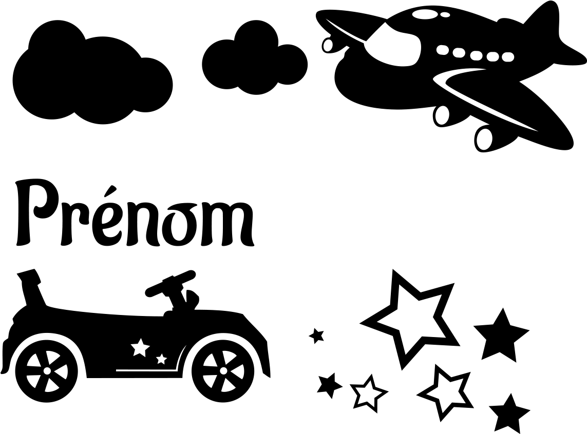 Sticker Prenom Personnalisable Voiture Et Avion Ambiance - Sticker (1200x1200), Png Download