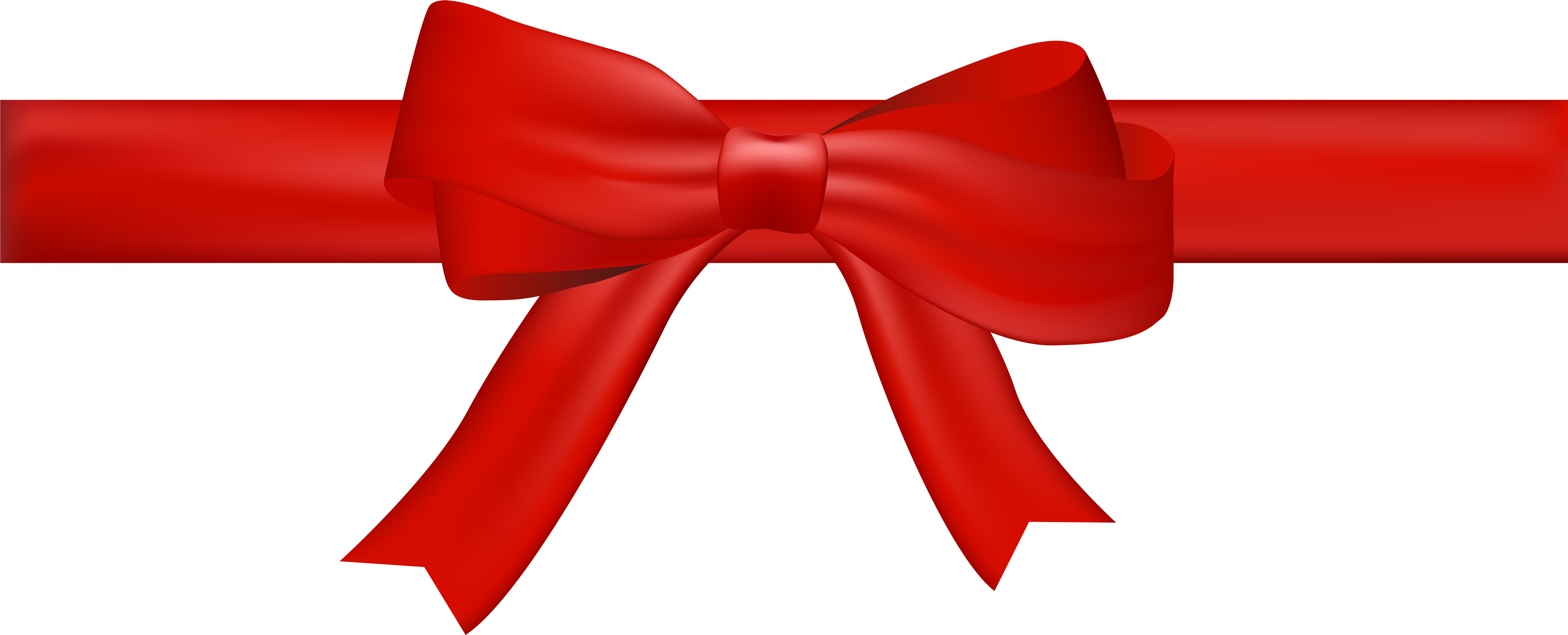 Red Ribbon And Bow Clipart (8000x3300), Png Download