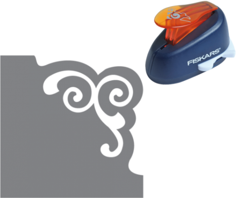 Out Of Stock Fiskars Corner Lever Punch Scroll M - Fiskars Corner Lever Punch, Scroll, White (800x800), Png Download