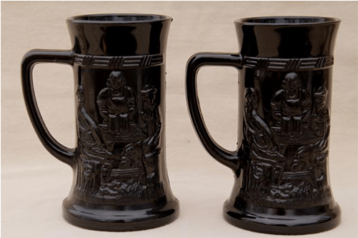 2 Vintage Tiara Indiana Black Milk Glass Beer Steins - Antique (500x500), Png Download