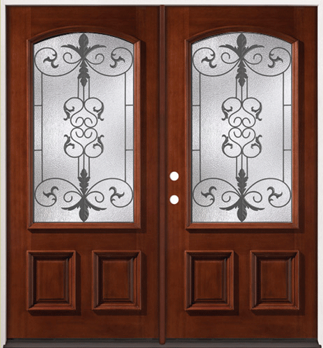 Photo Front Door 1 Zpspnvsee5r - 3/4 Arch Mahogany Wood Entry Double Door #49 Fleur-de-lis (464x500), Png Download