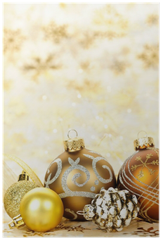 Golden Christmas Ornaments Background Poster • Pixers® - Goldenes Weihnachten Verziert Hintergrund Mitteilungskarte (400x400), Png Download