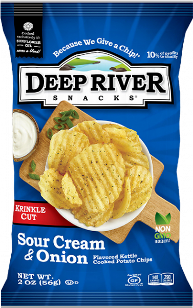 Deep River Sour Cream And Onion Cooked Potato Chips - Deep River Chips Bag (600x600), Png Download
