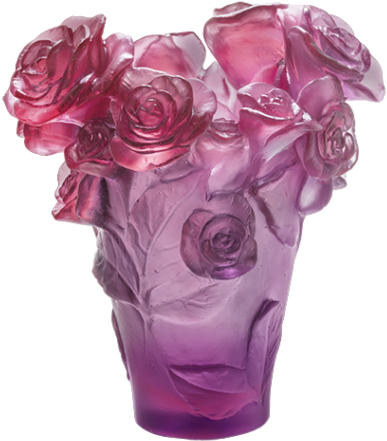 Daum Small Rose Passion Vase - Daum Crystal Red & Purple Vase (426x640), Png Download