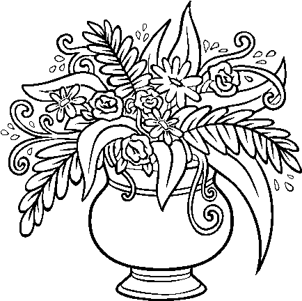 A Vase With Flowers Coloring Page - Jarron Con Flores Dibujos (600x470), Png Download