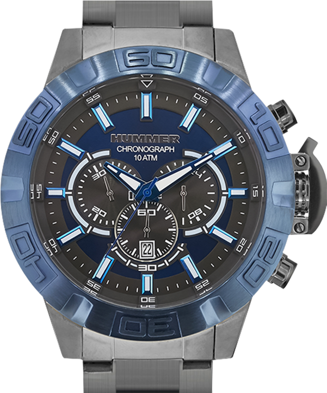 Hummer King Chronograph Watch Hu2102-204m Blue Case (677x784), Png Download