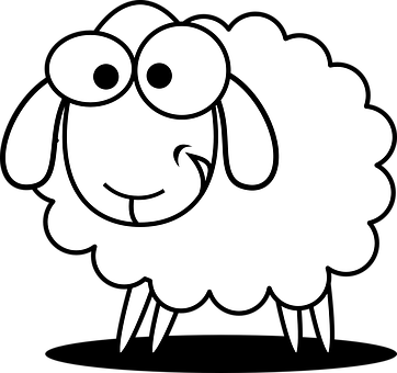 Sheep Black And White Drawn Sheep Cartoon Black And - Sheep Clipart Black And White (362x340), Png Download