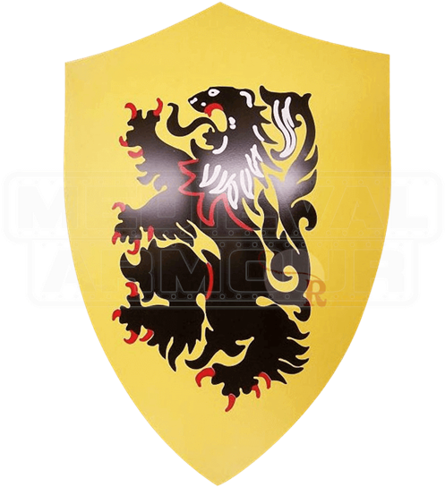 Rampant Lion Medieval Heater Shield - Armor Venue Wooden Crusader Lion Shield, Yellow (550x550), Png Download