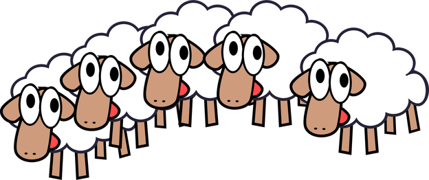 Sheep Clipart Five - Herd Of Sheep Clipart (624x262), Png Download