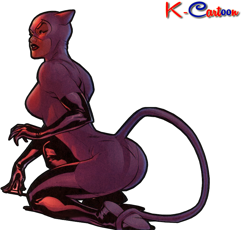 Foto Cat Women Kartun Menggunakan Pakaian Hitan Ketat - Cartoon (1024x768), Png Download