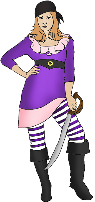 Pirate Girl Clip Art, Pirate Girl Purple With Sable - Clip Art (403x709), Png Download