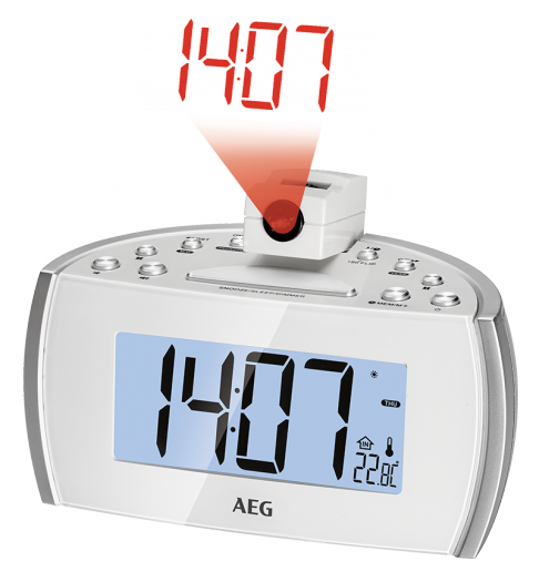 Product Service Downloads - Aeg Clock Radio With Projector 4119p Mrc White 710 (486x525), Png Download