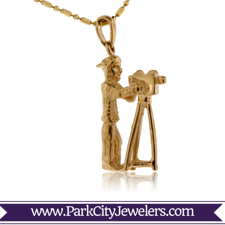 Large Cameraman Pendant Or Charm - Blue & White Diamond Snowflake Ring (760x760), Png Download