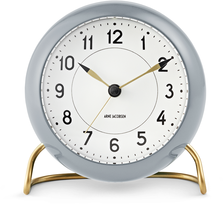 Station Table Clock H12 Grey White Station - Arne Jacobsen Aj Station Table Clock With Alarm, Green/white (1200x1200), Png Download