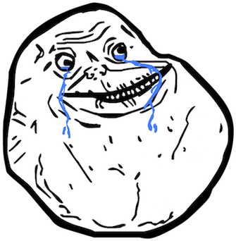 Generate Memes With Rage Faces And Text Messages Sticker-2 - Forever Alone (350x350), Png Download