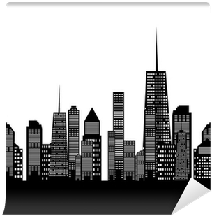 Vector Illustration Of Cities Silhouette Wall Mural - Skyline Cutout (400x400), Png Download
