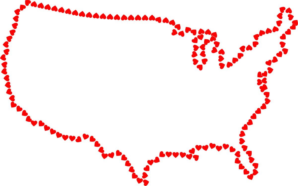 State Blank Map Alaska - Us Map Hearts (1201x750), Png Download
