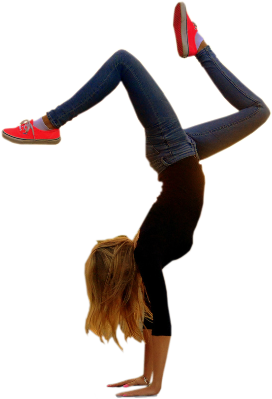 Dance Girl Png Transparent - Handstand With Bent Legs (553x809), Png Download