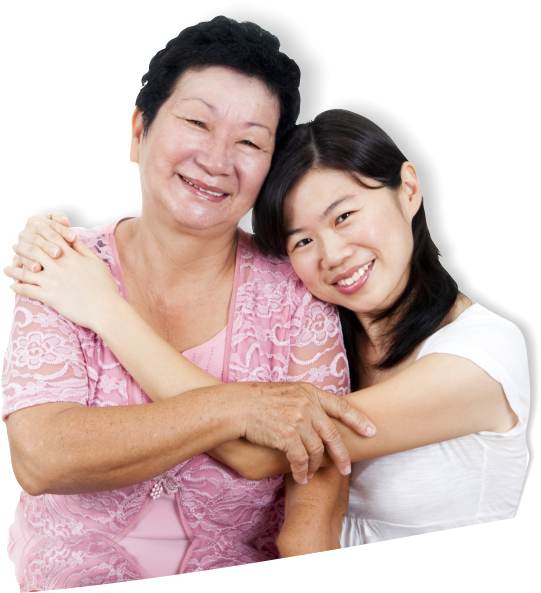Asian Caregiver Hugging An Elderly - Hug (700x600), Png Download