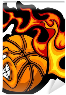Basketball Flaming Ball Face Vector Image Wall Mural - Ball Logo Design Basketball (400x400), Png Download