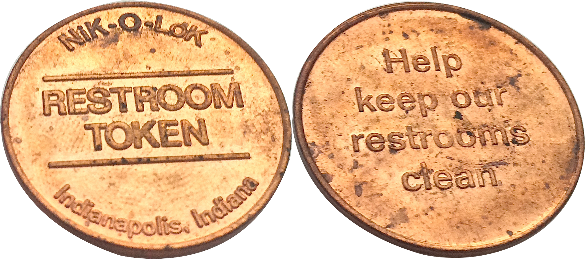 Restroom Token - 1 Cent 1940 Usa (1898x841), Png Download