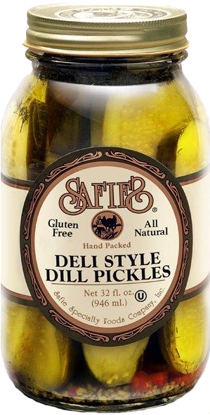 Safie Deli Style Dill Pickles - Safies Deli Style Dill Pickles - 32 Oz Jar (298x620), Png Download