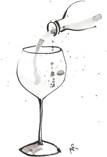 A-wineglass - Wine Illustrations (424x547), Png Download