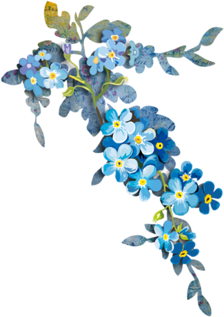 Forget Me Nots - Blue Watercolor Border Flowers Png (363x500), Png Download