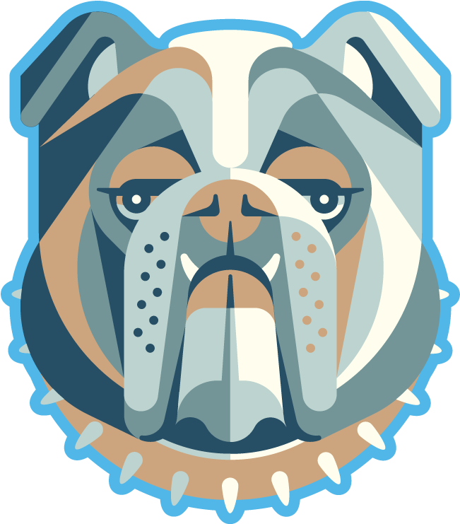 English Bulldog Sticker Neon Blue Golden Doodle T Shirts - Bulldog Face For Men And Women Mugs (820x820), Png Download