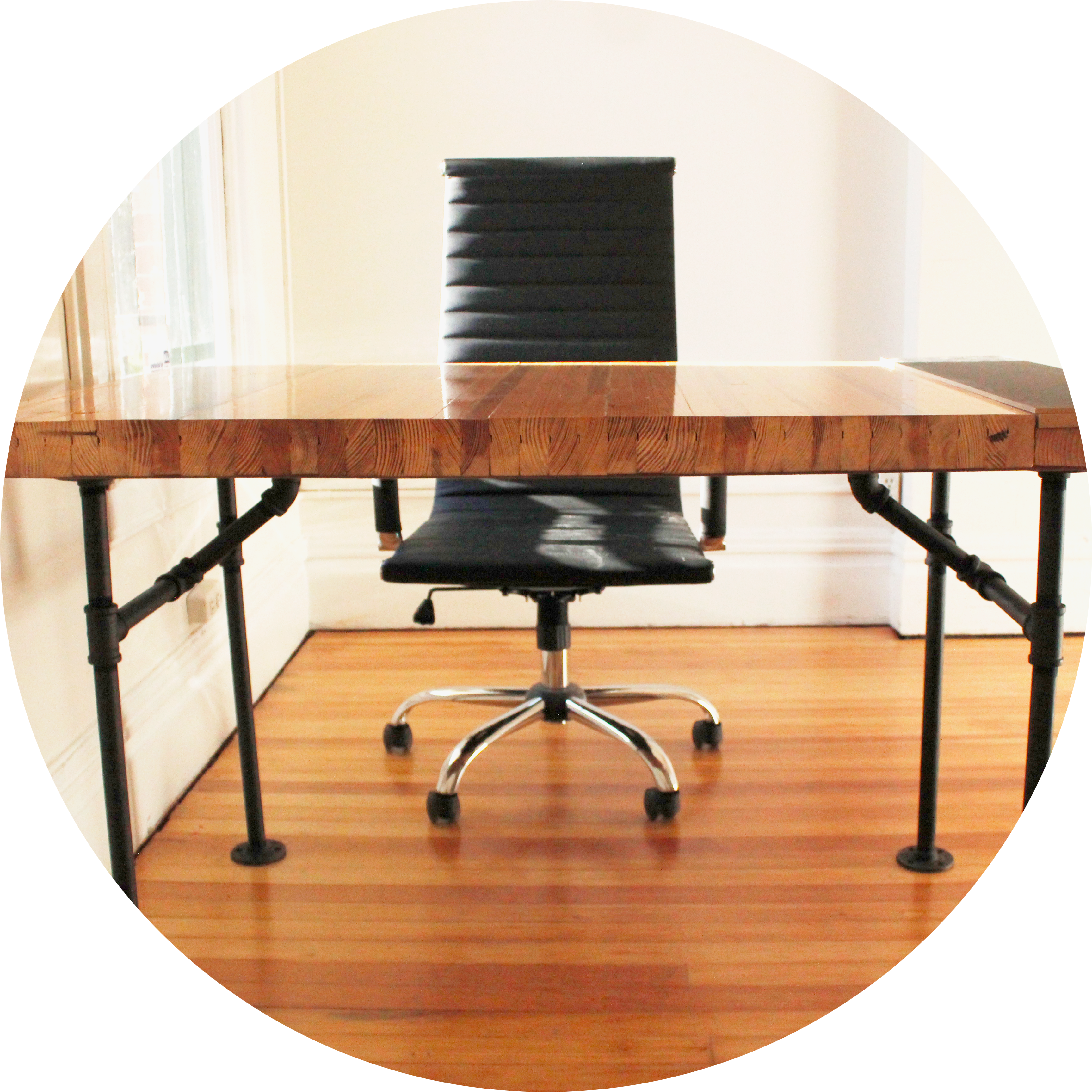 Reclaimed Bowling Lane Desk - Table (3533x3456), Png Download