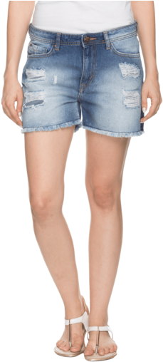 Womens Ripped Denim Shorts - Levis 569 Shorts Women (340x510), Png Download