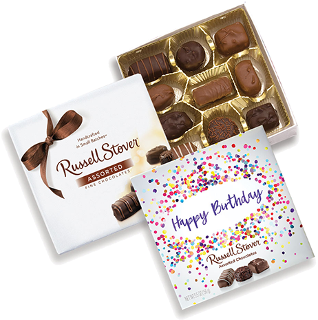 Russell Stover Assorted Chocolates Happy Birthday Gift - Russell Stover Box Chocolate (500x500), Png Download