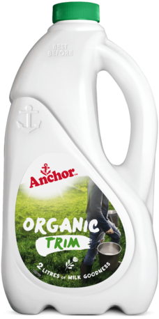 Anchor Organic Trim Milk Bottle 2l Bottle - Anchor Milk Nz (454x549), Png Download