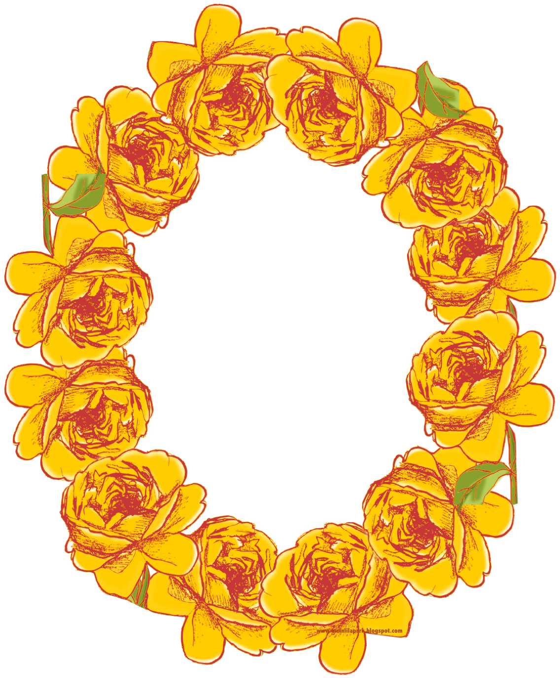 Free Digital Oval Yellow Rose Frame Png - Marco Redondo De Flores Amarillas Png (1150x1443), Png Download