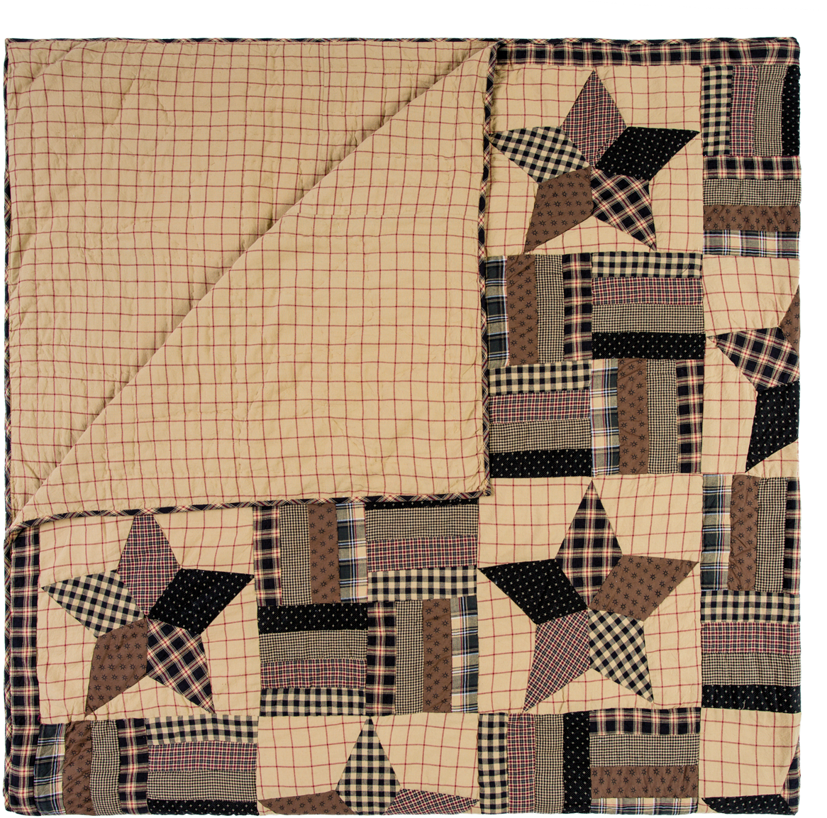 Vhc Brands Bingham Star Queen Quilt Stars 9374 Alt001 - Vhc Brands Bingham Star Quilt Size: Luxury King (1200x1200), Png Download