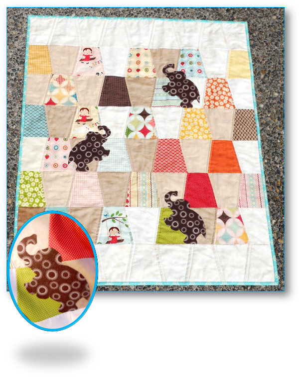 Elephant Baby Quilt - Baby Blanket Elephant Diy (607x768), Png Download