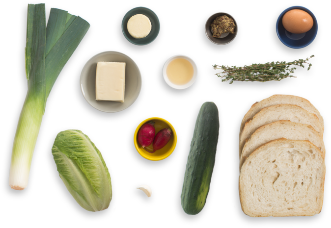 Fontina & Leek Grilled Cheese Sandwiches With Romaine, - Salad (700x477), Png Download