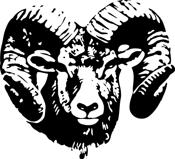 Rams Head Black And White (600x547), Png Download