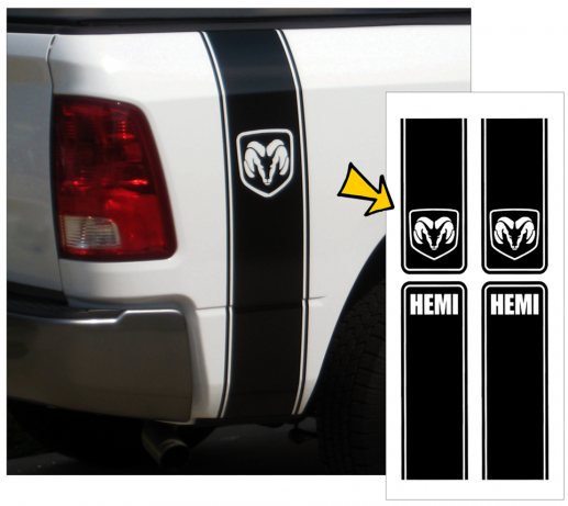 *dodge Ram Hemi Truck Split Style Vertical Bed Stripes - Dodge Ram (736x460), Png Download