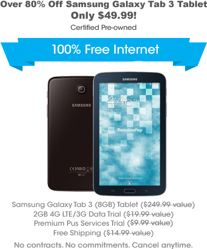 **deal Alert** Get 100% Free Lte Internet Talk And - Freedompop 7" Galaxy Tab 3 8gb Lte Bl Cpo (523x499), Png Download