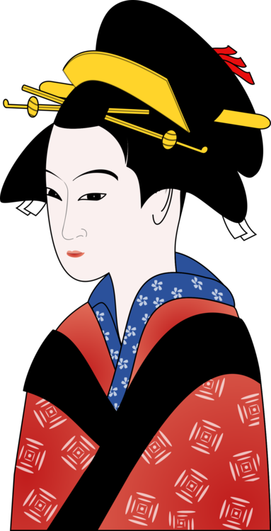 Japanese Clothing Kimono Drawing Art - Geisha I Love Japan Culture T Shirt Tees (383x750), Png Download
