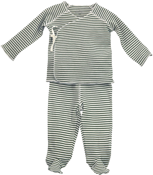 Organic Cotton Kimono Top & Footed Pant Set, Olive - Romper Suit (500x500), Png Download