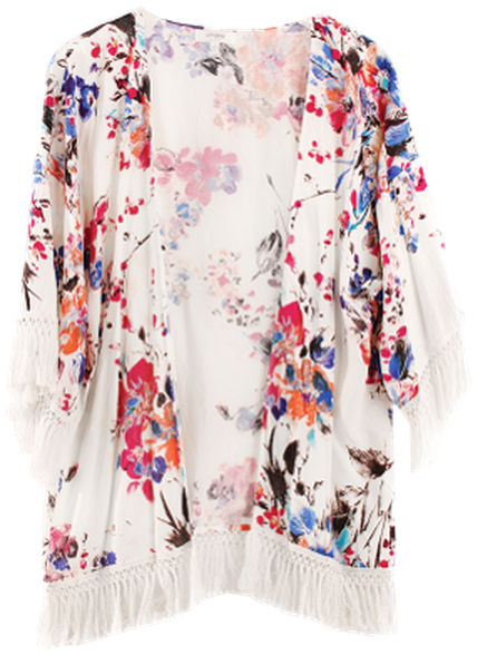 Kimono Estampado Floral - Blouse (450x602), Png Download
