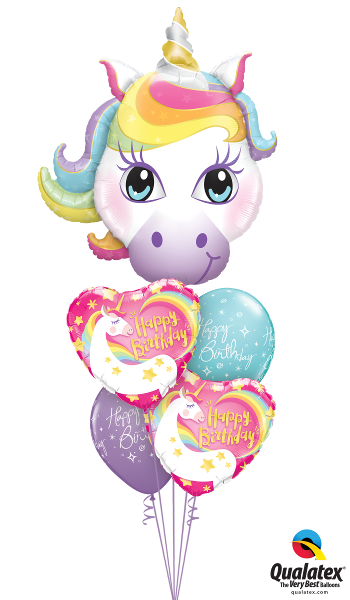 Sparkling Stars & Rainbows - Balloons Unicorn (350x600), Png Download