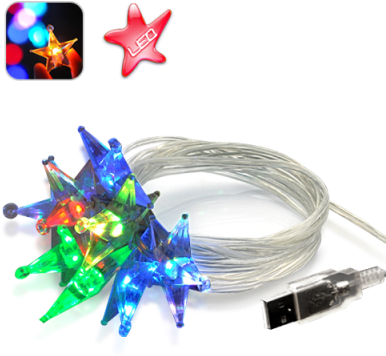 Crystal Sparkling Color Led Stars - Usb (400x400), Png Download